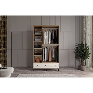 Risk Walnut 3 Kapılı Camlı Gardırop