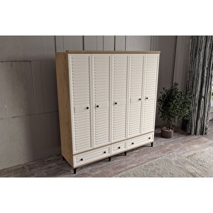 Risk Walnut 5 Kapılı Gardırop