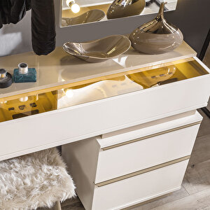 Alfa Puflu 3 Çekmeceli Raflı Şifonyer