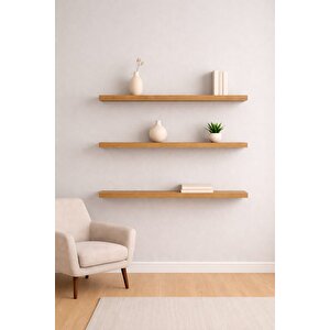 Yankı-byeg 90 Cm 3lü Safir Meşe Mdf Uçan Duvar Rafı Gizli Bağlantı Kitaplık