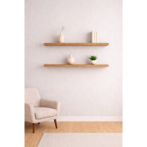 Yankı-byeg 90 Cm 2li Safir Meşe Mdf Uçan Duvar Rafı Gizli Bağlantı Kitaplık