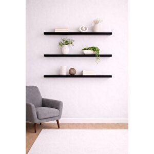 Yankı-byeg 90 Cm 3lü Mat Siyah Mdf Uçan Duvar Rafı Gizli Bağlantı Kitaplık