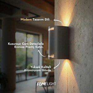 Lunara Glass 17 cm LED Duvar Apliği Antrasit Alüminyum Cam Detaylı IP65 İç Mekan Dış Mekan Bahçe Cephe Aydınlatması