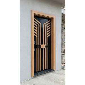 Lüks Seri Modern Tasarım Villa Ve Daire Giriş Çelik Kapısı - Siyah/ceviz (110x210 Cm - Pervazdan Pervaza)