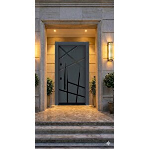 Elite Serisi Modern Antrasit Çelik Villa Kapısı (210x110 Cm) – Lüks Tasarım / Yüksek Güvenlik