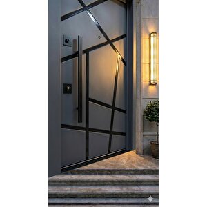 Elite Serisi Modern Antrasit Çelik Villa Kapısı (210x110 Cm) – Lüks Tasarım / Yüksek Güvenlik
