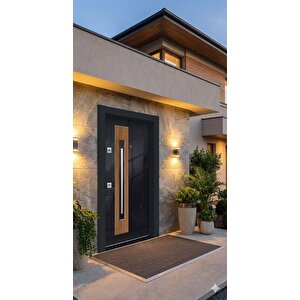 Parlak Antrasit Ve Ceviz Kombinli High-gloss Çelik Villa Kapısı