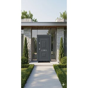Premium Antrasit Villa Serisi – Modern Kabartma Desenli Çelik Kapı