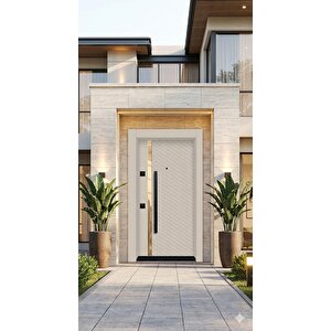 Prestij Serisi Lüks Villa Tipi Çelik Kapı - Kapitone Desenli & Gold Şeritli (210x110 Cm)