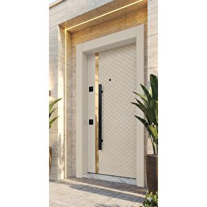 Prestij Serisi Lüks Villa Tipi Çelik Kapı - Kapitone Desenli & Gold Şeritli (210x110 Cm)