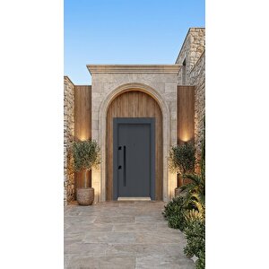 Lüks Antrasit Dikey Fugalı Villa Çelik Kapı - 110x210 Cm - Siyah Lama Kollu