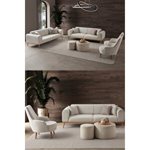 Paris 3+3+1+1 Koltuk Takımı Bej Renk Bej