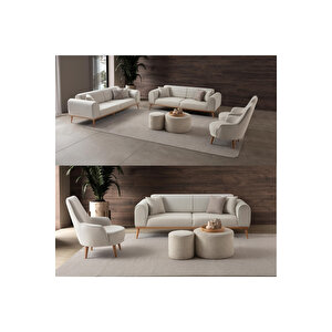 Paris 3+3+1+1 Koltuk Takımı Bej Renk Bej