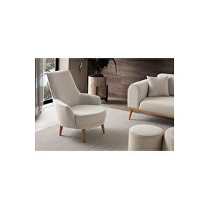 Paris Keten Berjer Bej Tekli Koltuk Krem