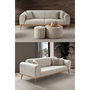 Paris 3'lü Koltuk Krem Krem