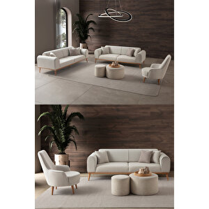 Paris 3+3+1 Koltuk Takımı Bej Renk Bej