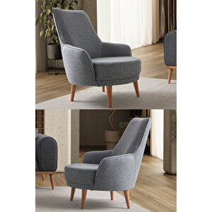 Paris Keten Berjer Gri Tekli Koltuk Gri