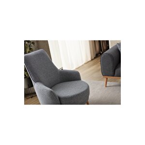 Paris Keten Berjer Gri Tekli Koltuk Gri