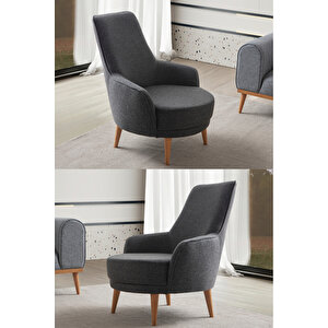 Paris Keten Berjer Antrasit Tekli Koltuk Siyah