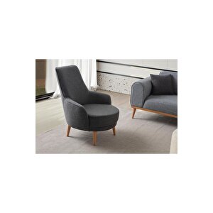 Paris Keten Berjer Antrasit Tekli Koltuk Siyah