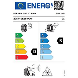 225/40 R18 Tl 92w Xl Euroall Season As220 Dört Mevsim Lastiği (üretim Tarihi:2024)