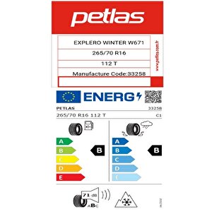 265/70 R16 Tl 112t Explero Winter W671 Suv Kış Lastiği (üretim Tarihi:2024)