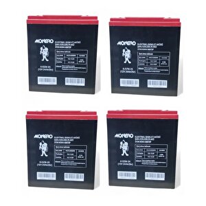 Monero 12v-24 Amper Di̇k  E-bike Akü 4'lü Paket (20 Amper Ile Aynı Ebatlarda) Ebatlar: 180 X 78 X 170mm