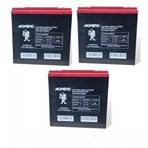 Monero 12v-24 Amper Di̇k  E-bike Akü 3'lü Paket (20 Amper Ebatları Ile Aynı) Ebatlar: 180 X 78 X 170mm