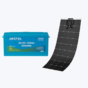 25.6v 100ah Abs Lityum Akü Lifepo4 + 200w Esnek Güneş Paneli