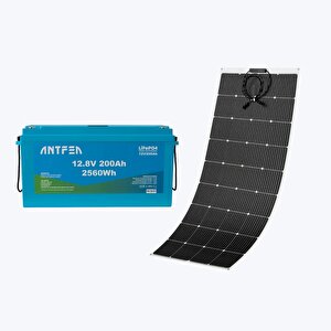 12.8v 200ah Abs Lityum Akü Akıllı Ekran Lifepo4 + Antfea 200w Esnek Güneş Paneli