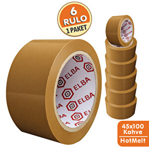 45x100 Taba (kahverengi) Koli Bandı Elba 6 Adet | Hotmelt Güçlü Yapışkanlı Ambalaj Paketleme Bandı
