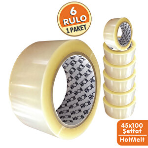 45x100 Norm 6 Adet Koli Bandı Şeffaf | Hotmelt Güçlü Yapışkanlı Ambalaj Paketleme Bandı