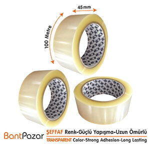 45x100 Norm 6 Adet Koli Bandı Şeffaf | Hotmelt Güçlü Yapışkanlı Ambalaj Paketleme Bandı