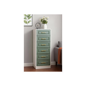 Aden 6 Çekmeceli Mdf Mebran Kapl. Altın (gold) Kulplu Şifonyer&çamaşırlık