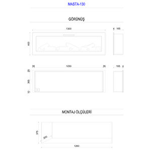 Copart Zaya Masta 130 - Isıtmasız Elektrikli Şömine