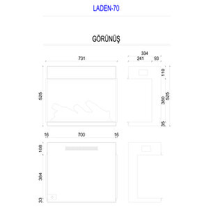 Copart Zaya Laden 70 - Isıtmalı 3 Taraflı Elektrikli Şömine