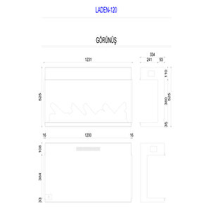 Copart Zaya Laden 120 - Isıtmalı 3 Taraflı Elektrikli Şömine