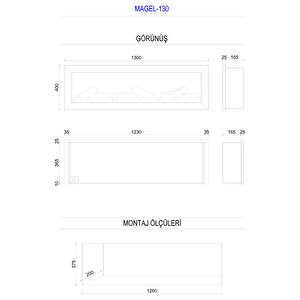 Copart Zaya Magel 130 - Isıtmasız Elektrikli Şömine