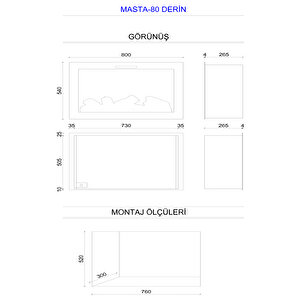 Copart Zaya Masta 80 Derin - Isıtmasız Elektrikli Şömine