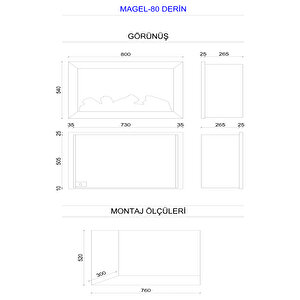Copart Zaya Magel 80 Derin - Isıtmasız Elektrikli Şömine