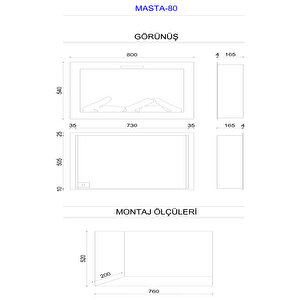 Copart Zaya Masta 80 - Isıtmasız Elektrikli Şömine