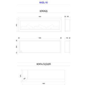 Copart Zaya Magel 160 - Isıtmasız Elektrikli Şömine
