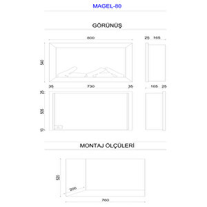 Copart Zaya Magel 80 - Isıtmasız Elektrikli Şömine