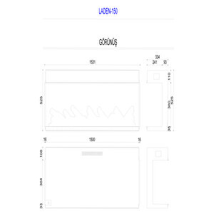 Copart Zaya Laden 150 - Isıtmalı 3 Taraflı Elektrikli Şömine
