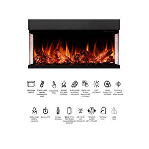 Copart Zaya Laden 150 - Isıtmalı 3 Taraflı Elektrikli Şömine