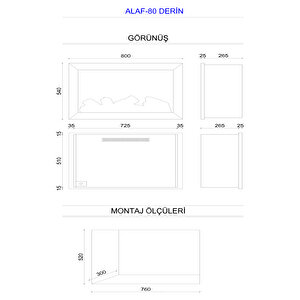 Copart Zaya Alaf 80 Derin - Isıtmalı Elektrikli Şömine