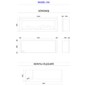 Copart Zaya Magel 100 - Isıtmasız Elektrikli Şömine