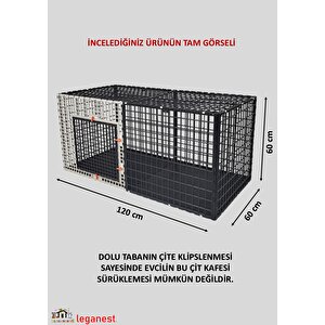 60x120x Yükseklik 60cm Alt-üst Kapali Köpek, Kedi, Tavşan, 3x 5cm Aralıklı Kafes Lgn60_scx120_auk