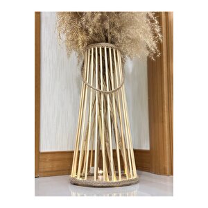 Bambu Uzun Ledli Işıklı Dekoratif Vazo 38 Cm