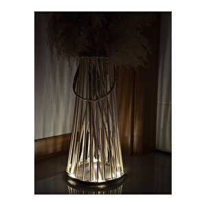 Bambu Uzun Ledli Işıklı Dekoratif Vazo 38 Cm